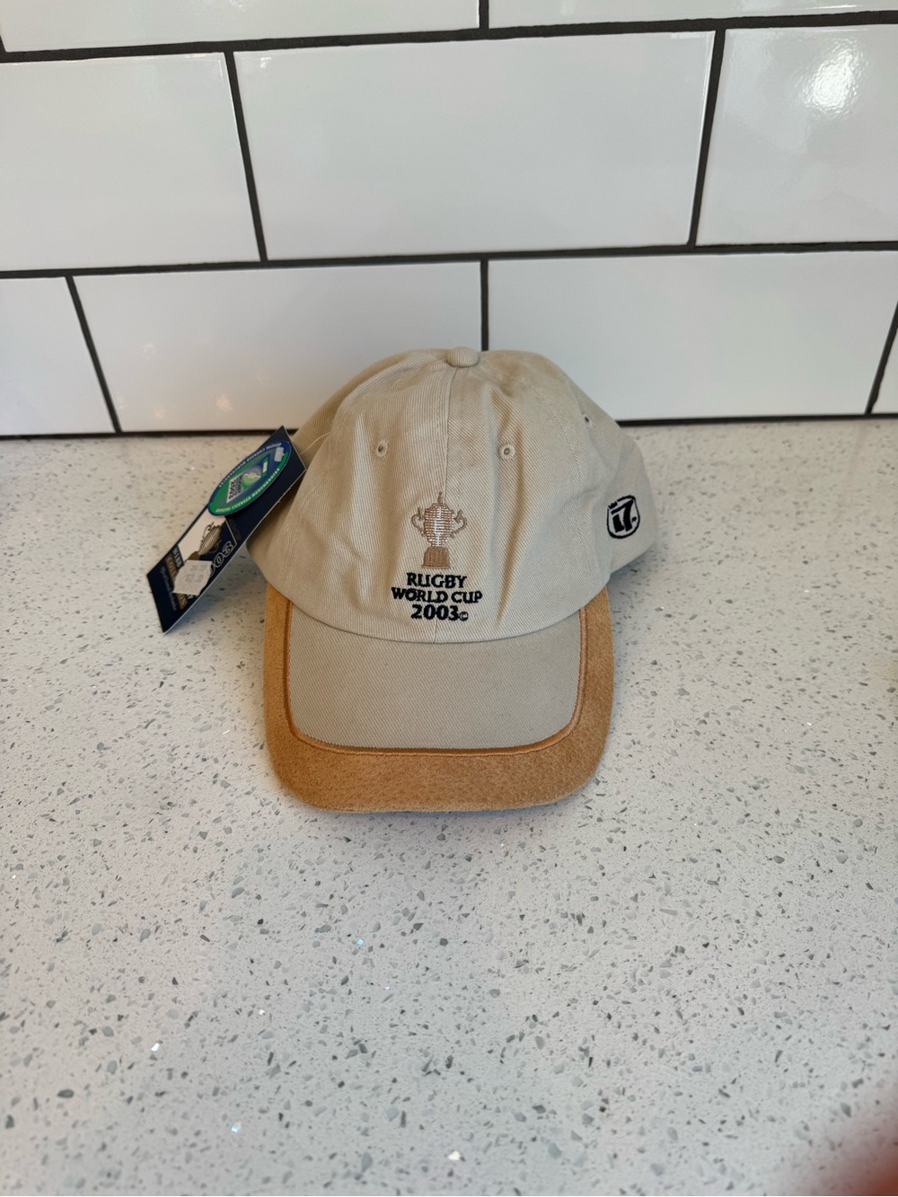 NWT Line 7 Rugby World Cup 2003 Baseball Cap Tan Beige Suede Brim